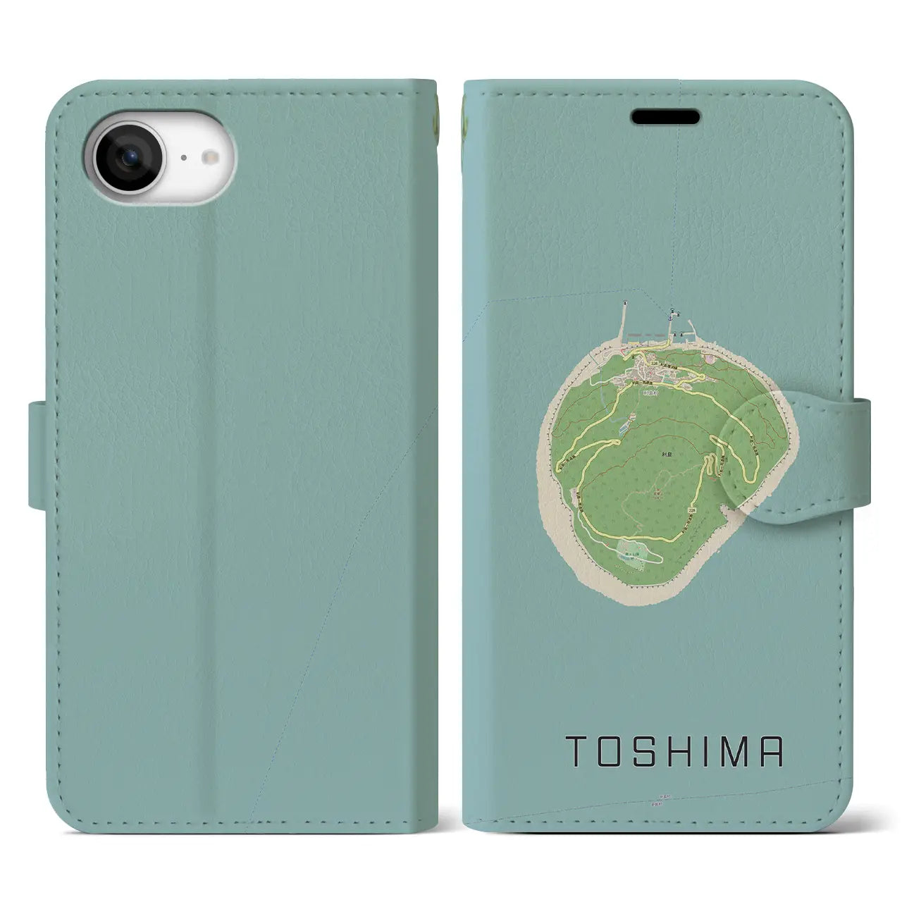 【利島(東京都)】地図柄iPhoneケース(手帳タイプ)