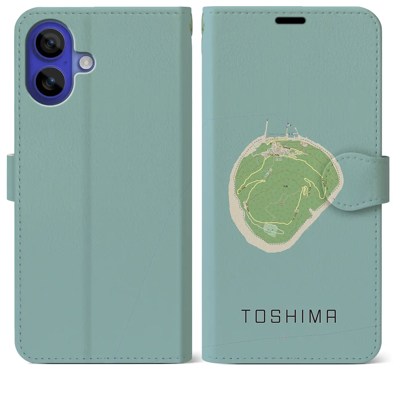 【利島(東京都)】地図柄iPhoneケース(手帳タイプ)ナチュラル・iPhone 16 Pro Max 用