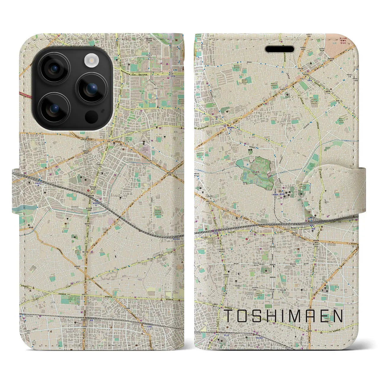 【豊島園(東京都)】地図柄iPhoneケース(手帳タイプ)