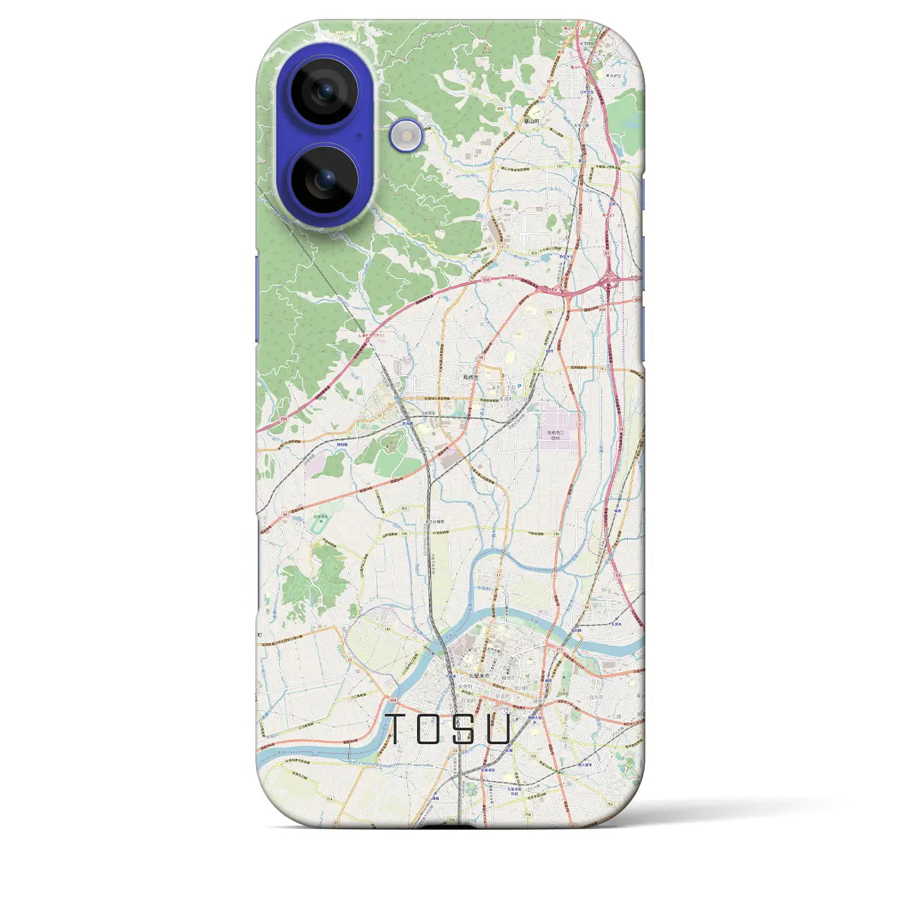 【鳥栖(佐賀県)】地図柄iPhoneケース(バックカバータイプ)ブラック・iPhone 16 Pro Max 用