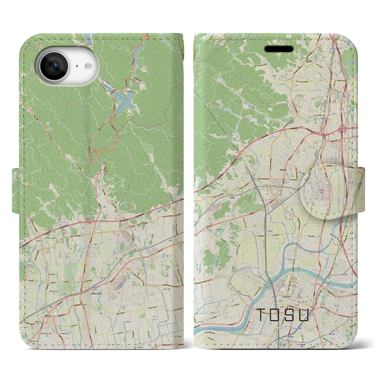 【鳥栖(佐賀県)】地図柄iPhoneケース(手帳タイプ)