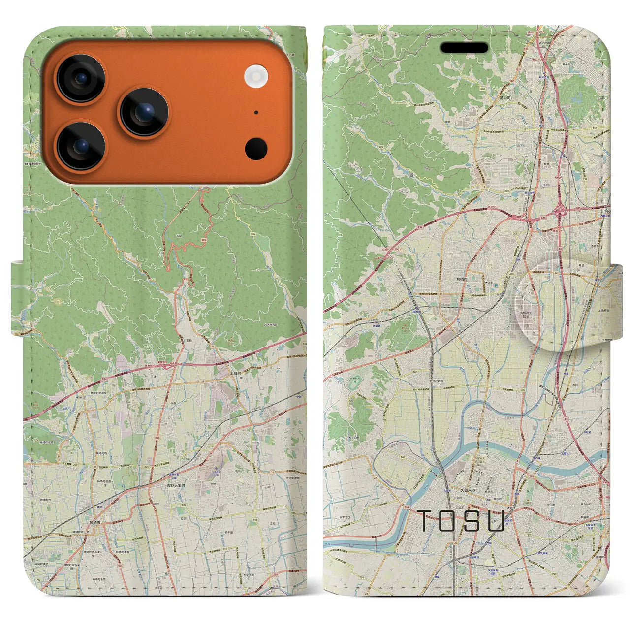 【鳥栖(佐賀県)】地図柄iPhoneケース(手帳タイプ)ナチュラル・iPhone 17 Pro Max 用