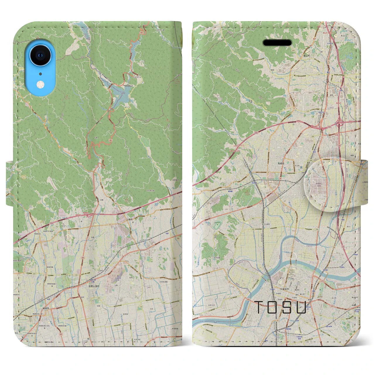 【鳥栖(佐賀県)】地図柄iPhoneケース(手帳タイプ)ナチュラル・iPhone XR 用