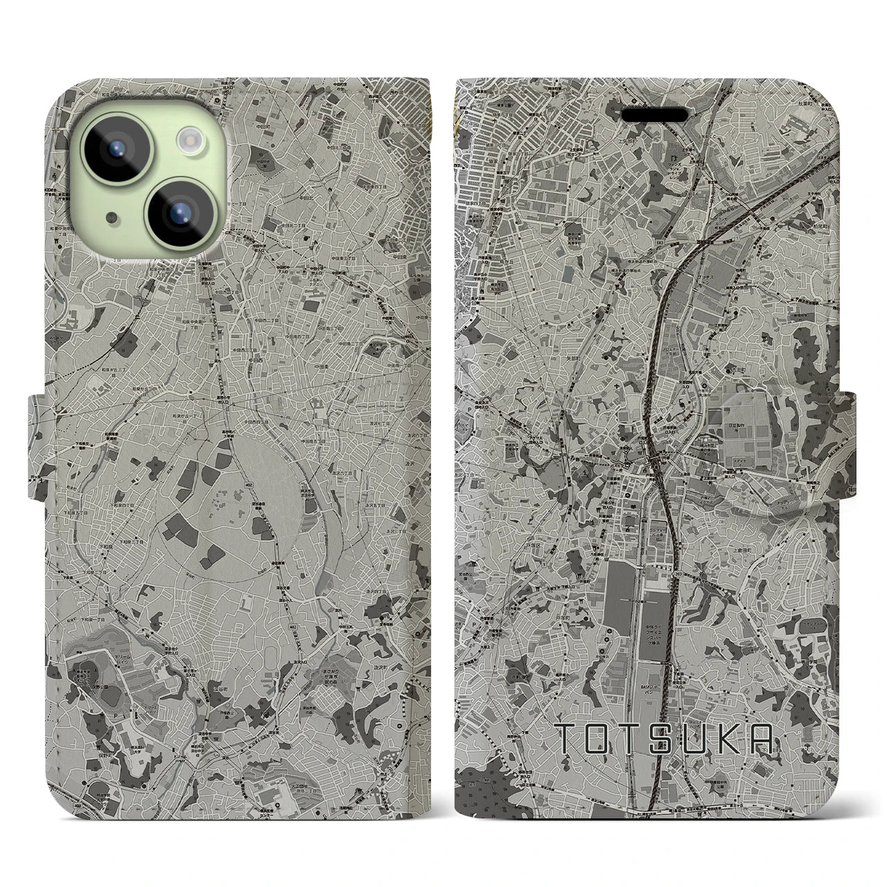 【戸塚(神奈川県)】地図柄iPhoneケース(手帳タイプ)