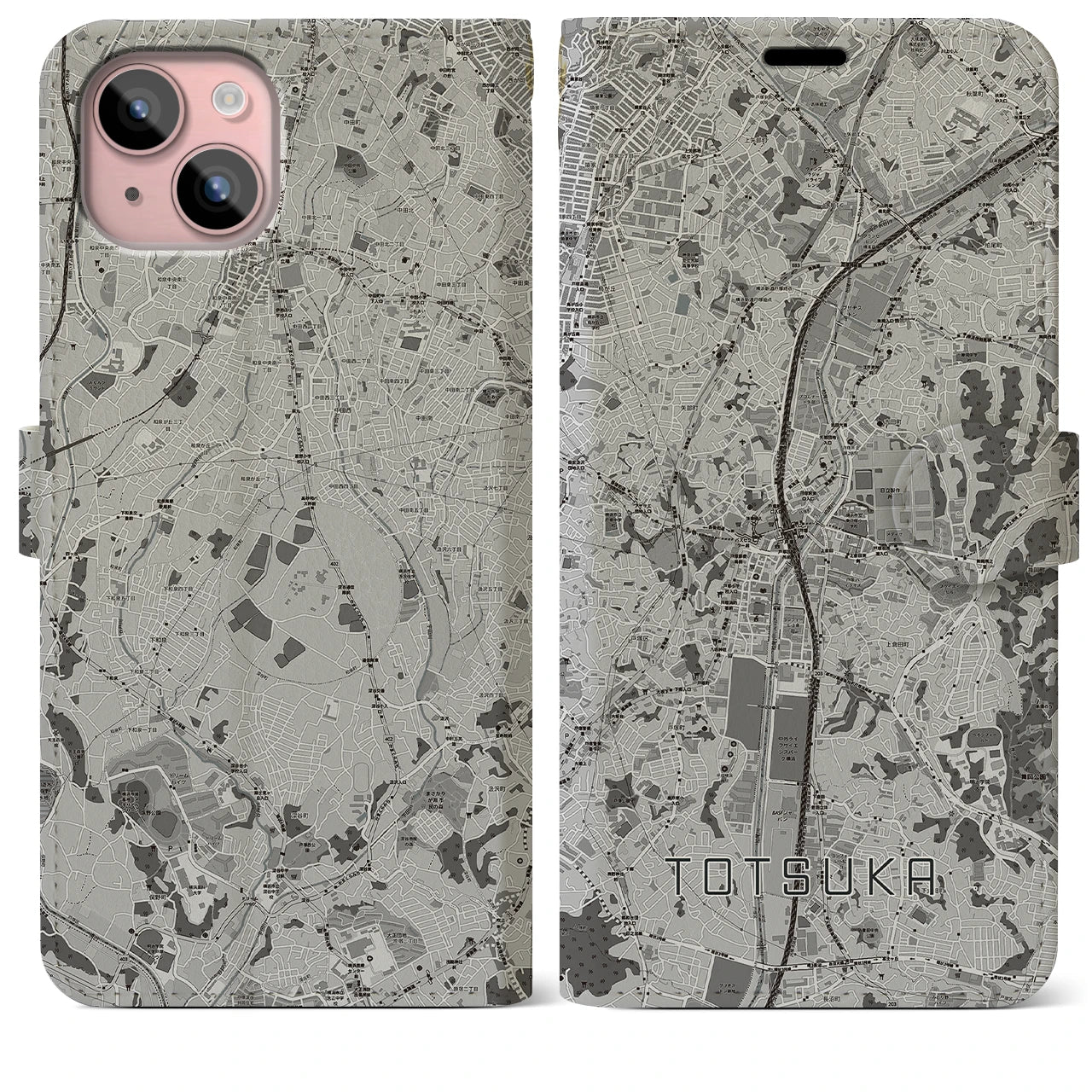 【戸塚(神奈川県)】地図柄iPhoneケース(手帳タイプ)