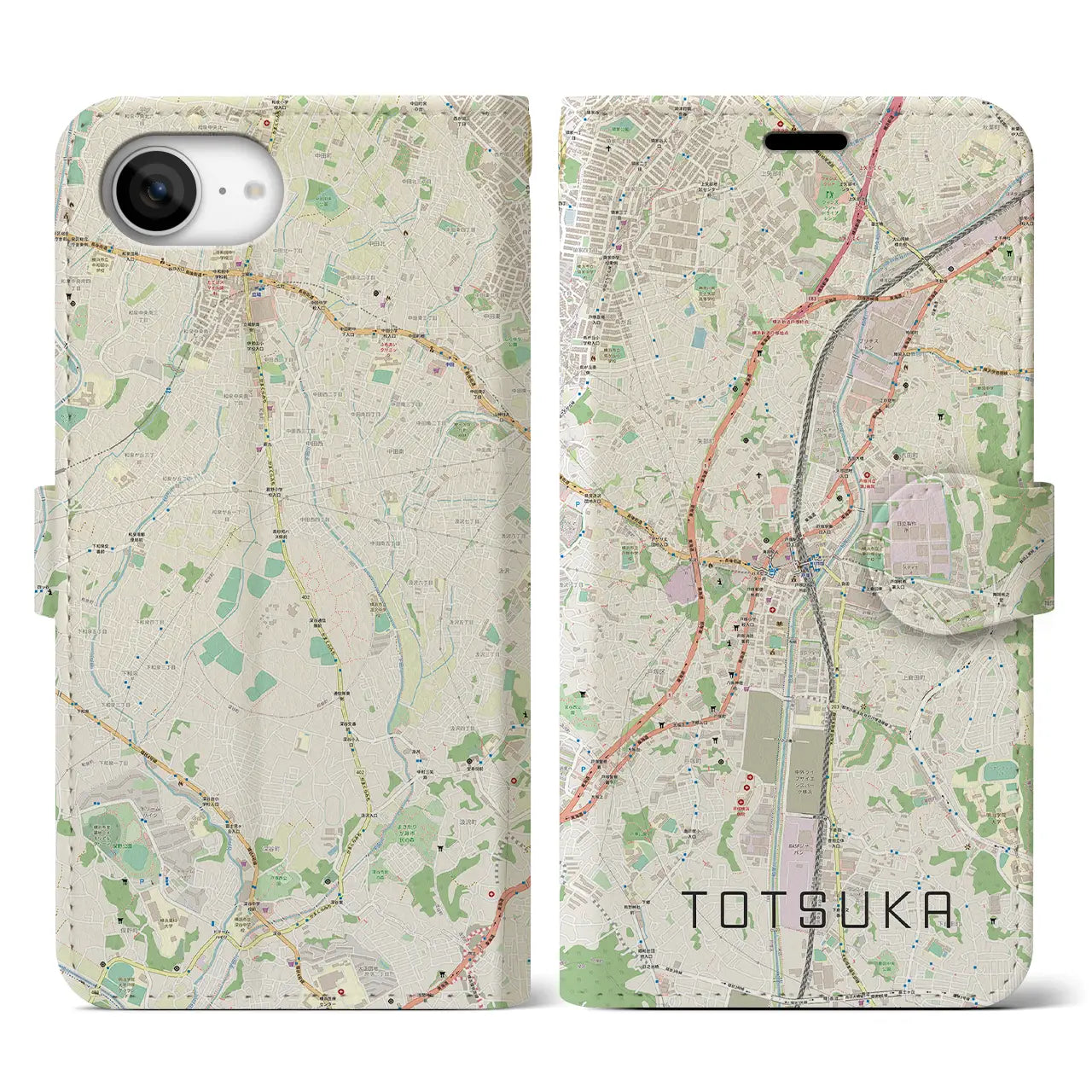 【戸塚(神奈川県)】地図柄iPhoneケース(手帳タイプ)