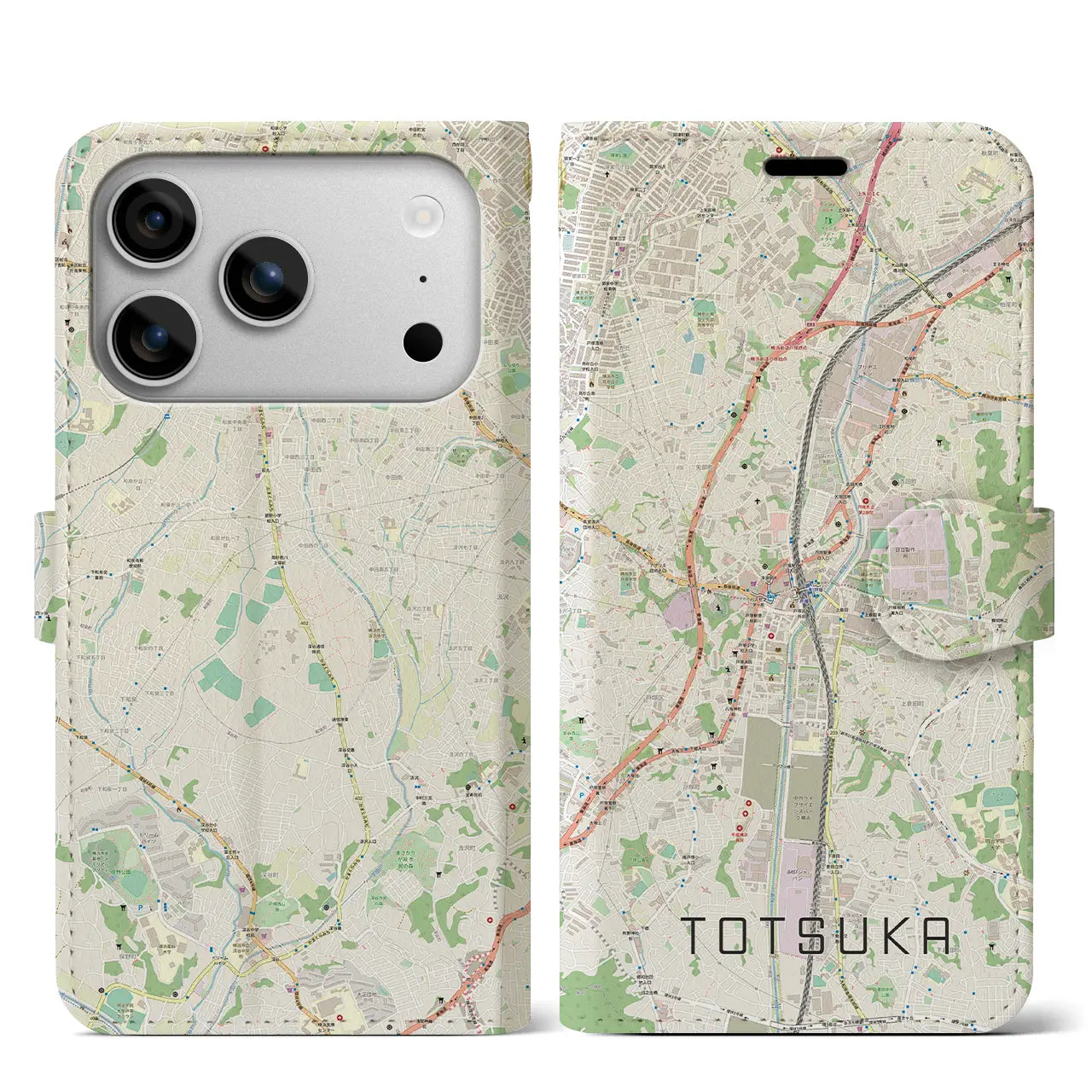 【戸塚(神奈川県)】地図柄iPhoneケース(手帳タイプ)