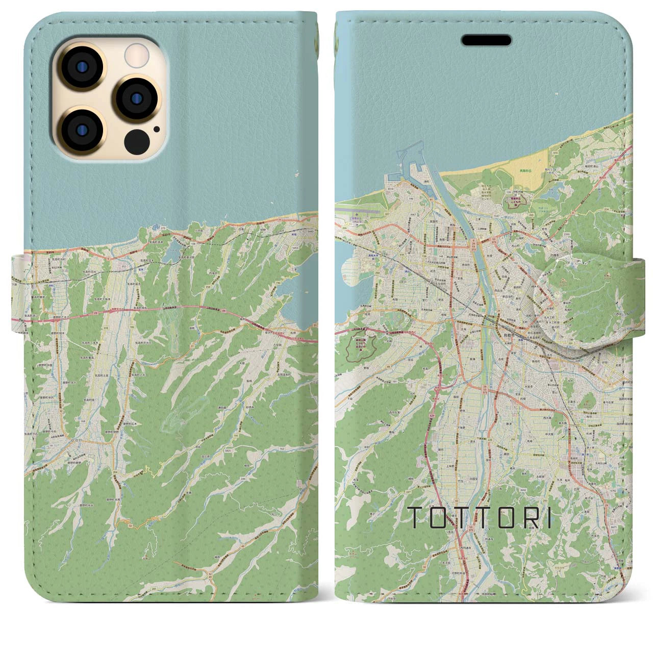 【鳥取(鳥取県)】地図柄iPhoneケース(手帳タイプ)ナチュラル・iPhone 12 Pro Max 用