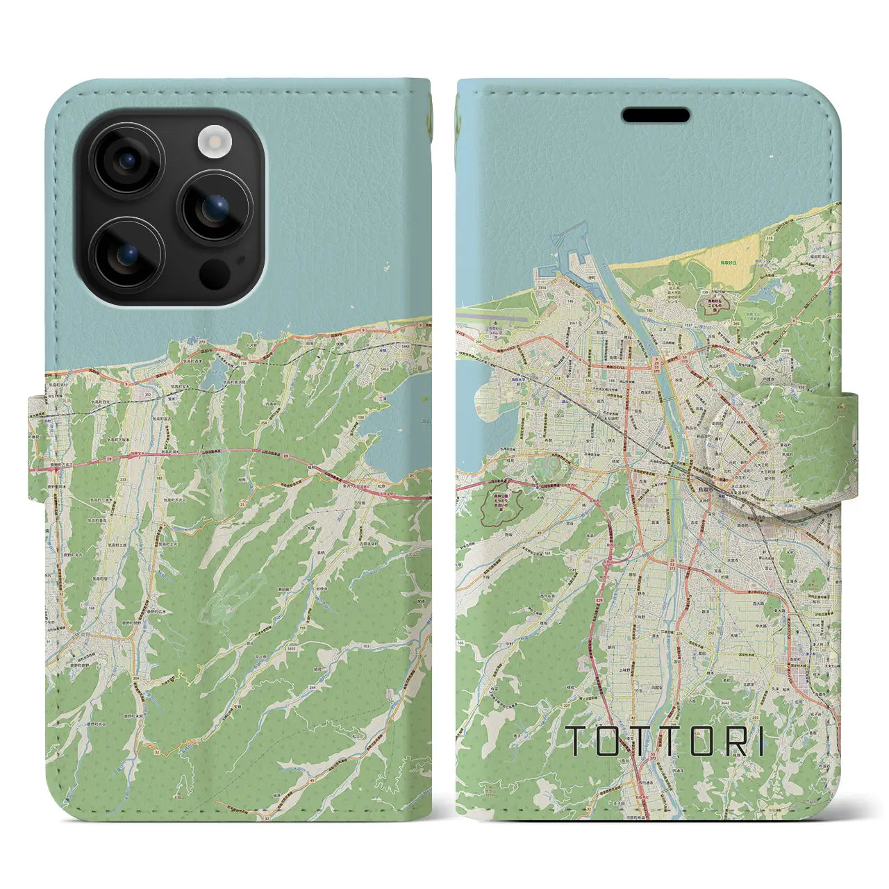 【鳥取(鳥取県)】地図柄iPhoneケース(手帳タイプ)ナチュラル・iPhone 16 用