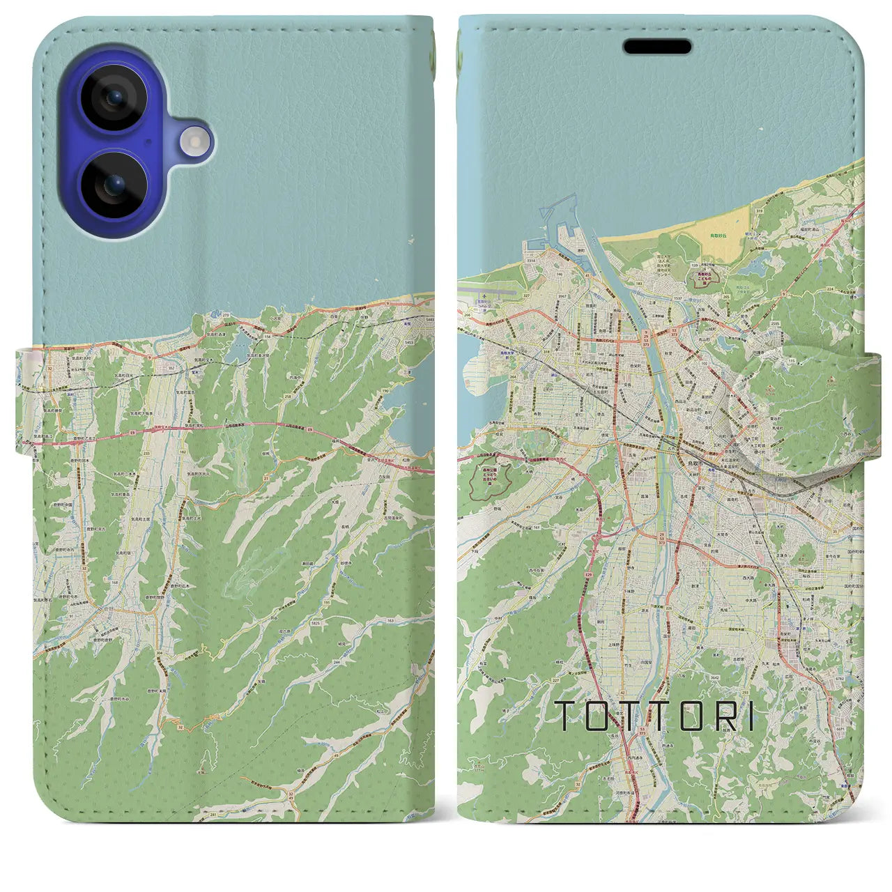 【鳥取(鳥取県)】地図柄iPhoneケース(手帳タイプ)ナチュラル・iPhone 16 Pro Max 用