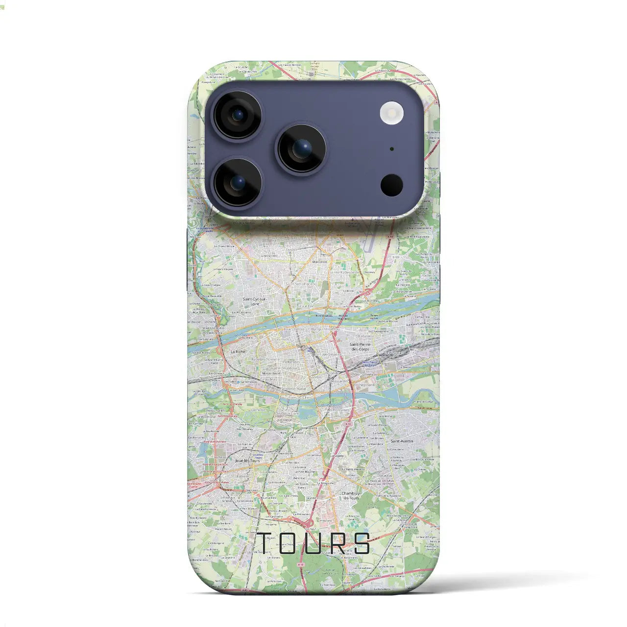 【トゥール(フランス)】地図柄iPhoneケース(バックカバータイプ)ブラック・iPhone 17 Pro Max 用