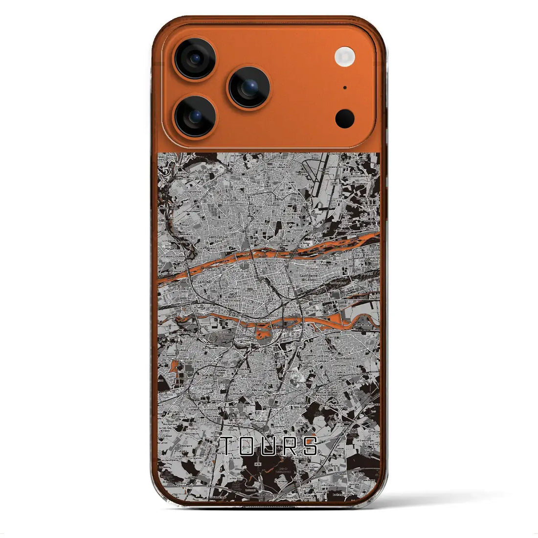 【トゥール(フランス)】地図柄iPhoneケース(クリアタイプ)モノトーン・iPhone 17 Pro Max 用