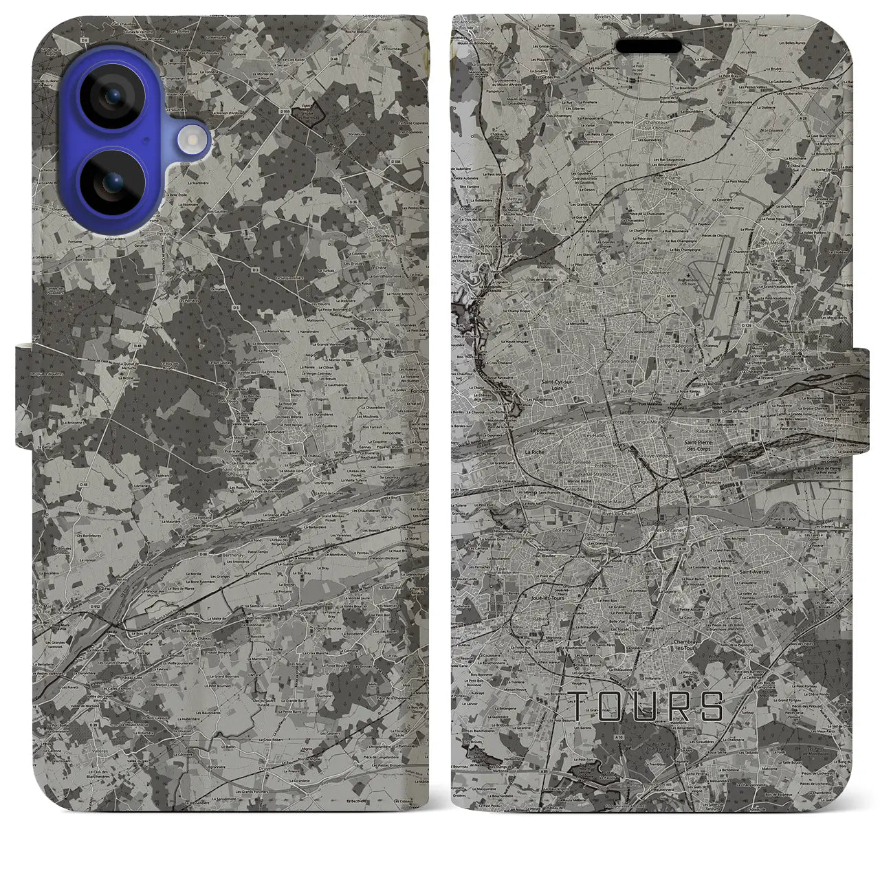 【トゥール(フランス)】地図柄iPhoneケース(手帳タイプ)