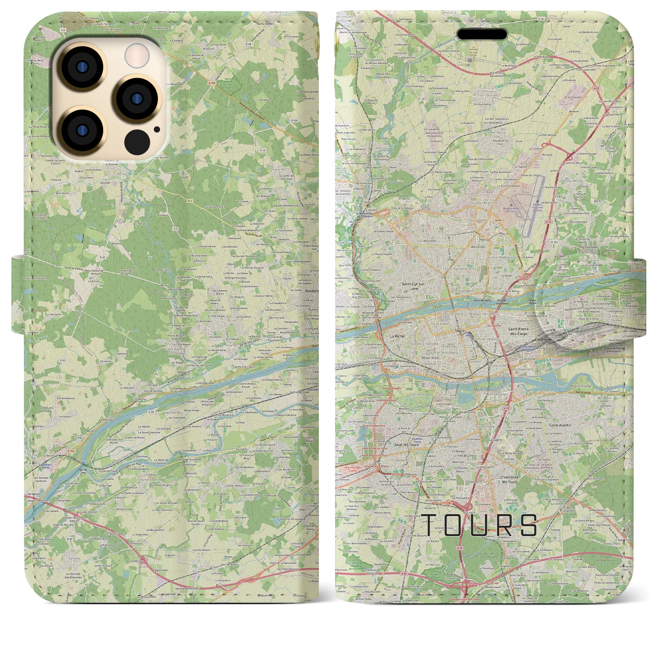 【トゥール(フランス)】地図柄iPhoneケース(手帳タイプ)ナチュラル・iPhone 12 Pro Max 用