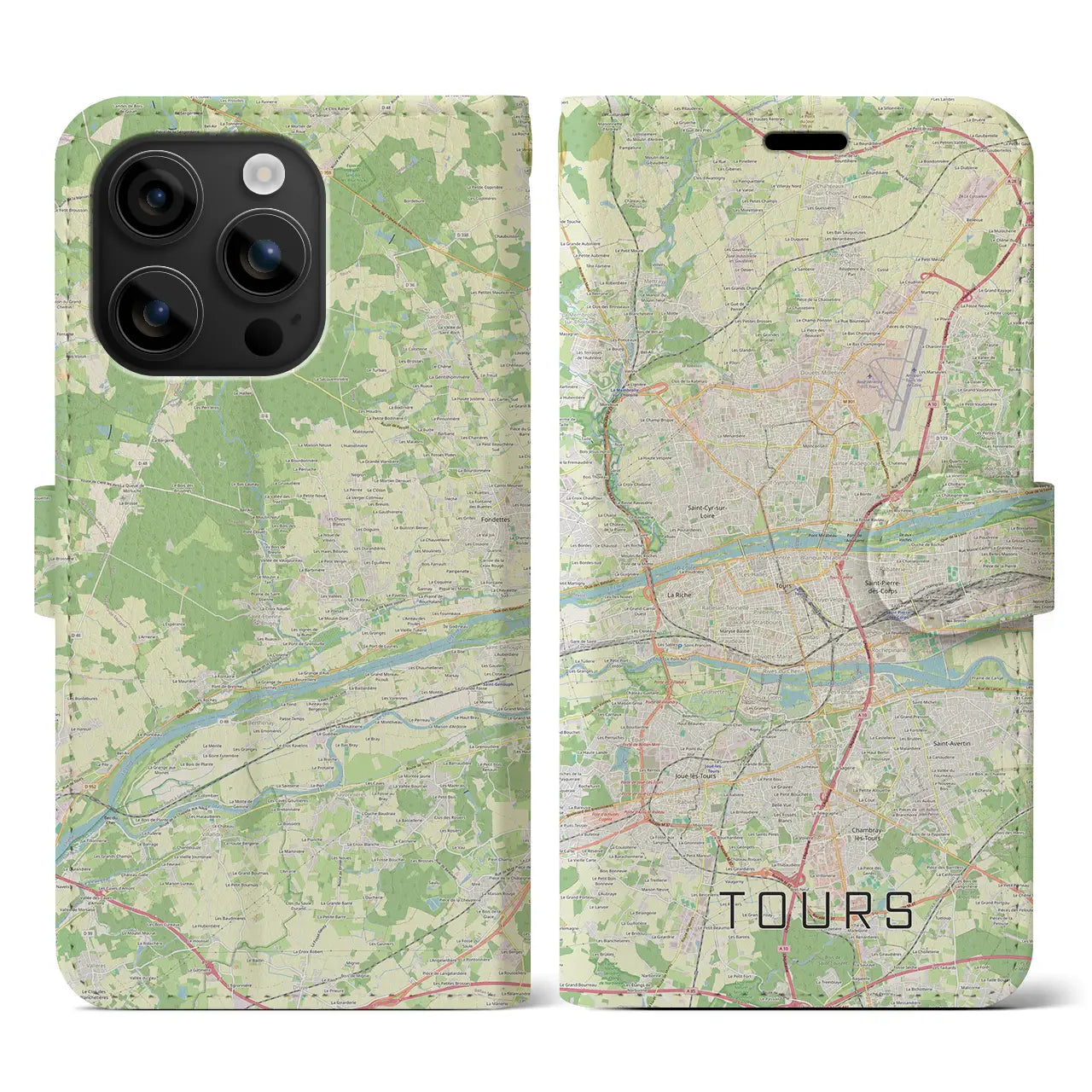 【トゥール(フランス)】地図柄iPhoneケース(手帳タイプ)ナチュラル・iPhone 16 用