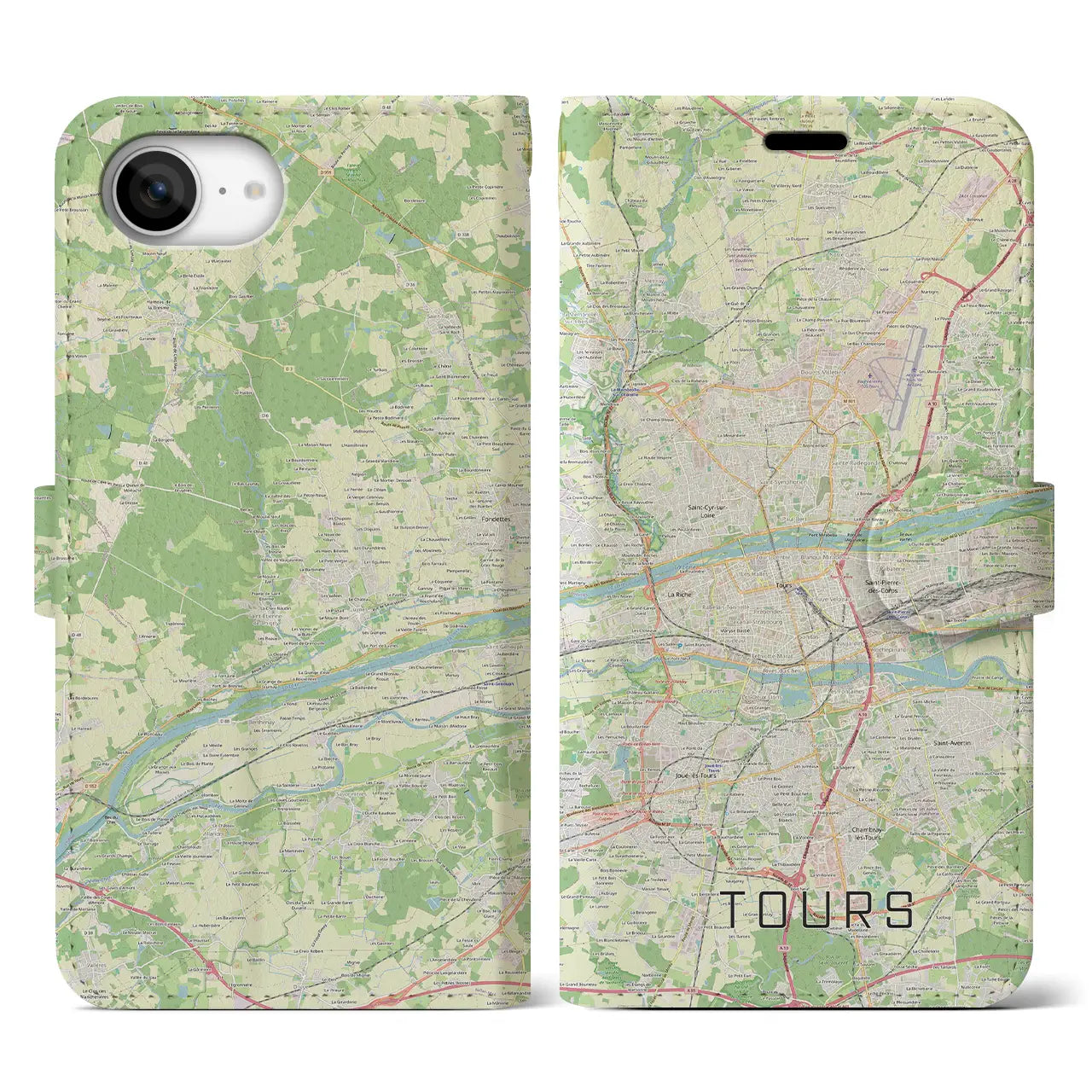 【トゥール(フランス)】地図柄iPhoneケース(手帳タイプ)