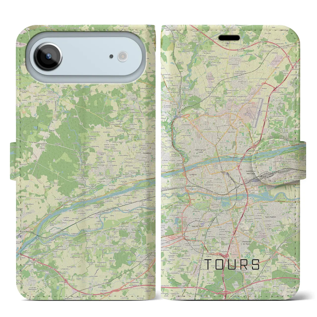 【トゥール(フランス)】地図柄iPhoneケース(手帳タイプ)モノトーン・iPhone 17 Pro Max 用