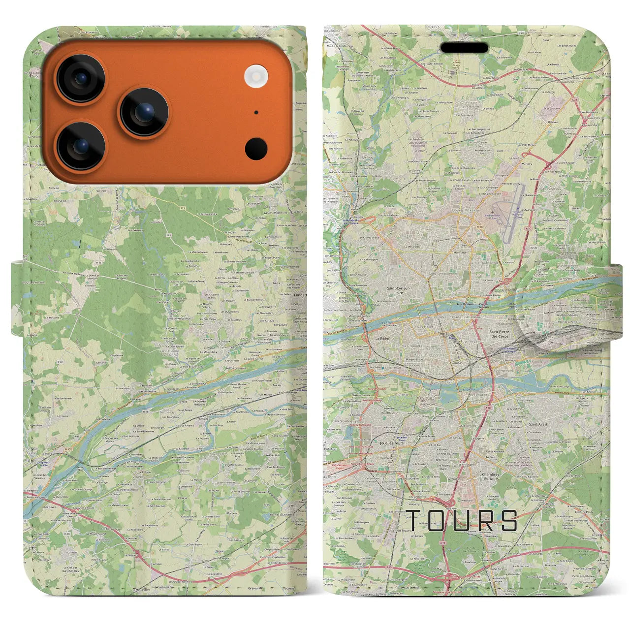 【トゥール(フランス)】地図柄iPhoneケース(手帳タイプ)