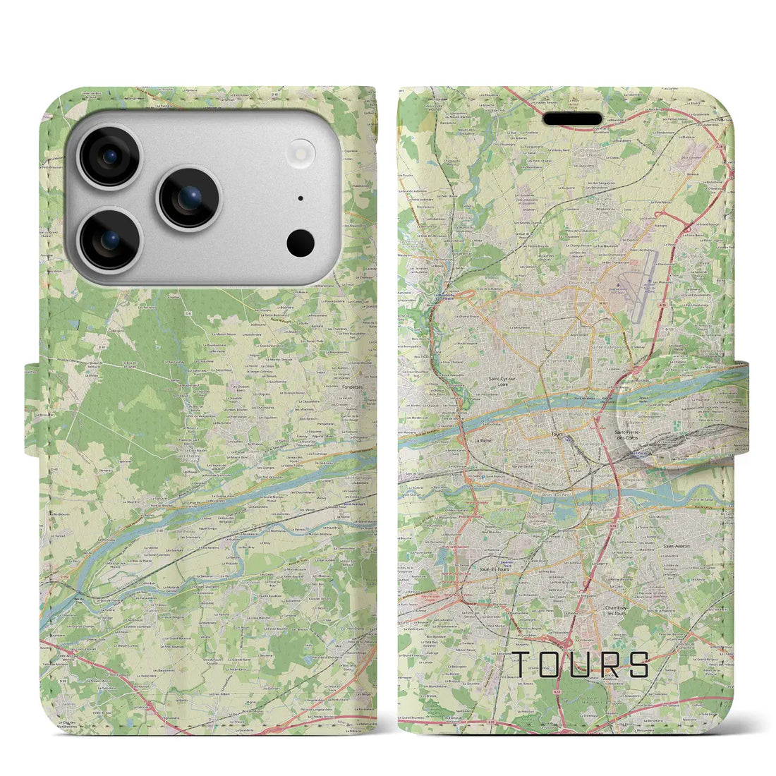 【トゥール(フランス)】地図柄iPhoneケース(手帳タイプ)ナチュラル・iPhone 17 Pro Max 用