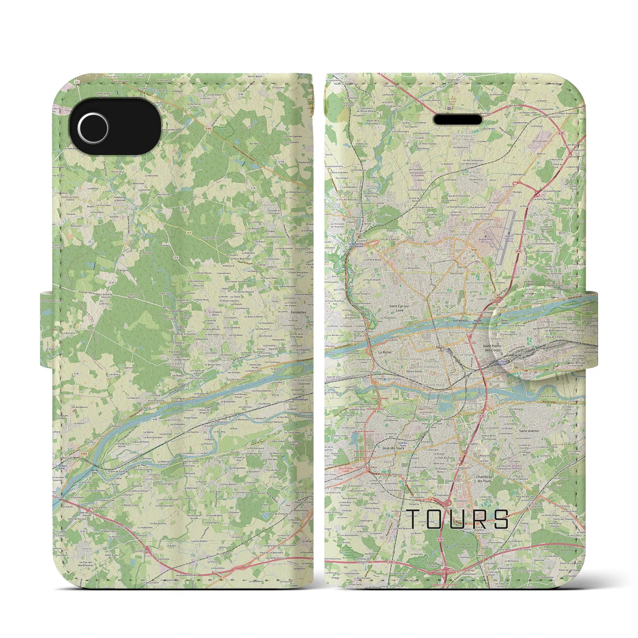 【トゥール(フランス)】地図柄iPhoneケース(手帳タイプ)ナチュラル・iPhone SE(第3 / 第2世代) / 8 / 7 / 6s / 6 用