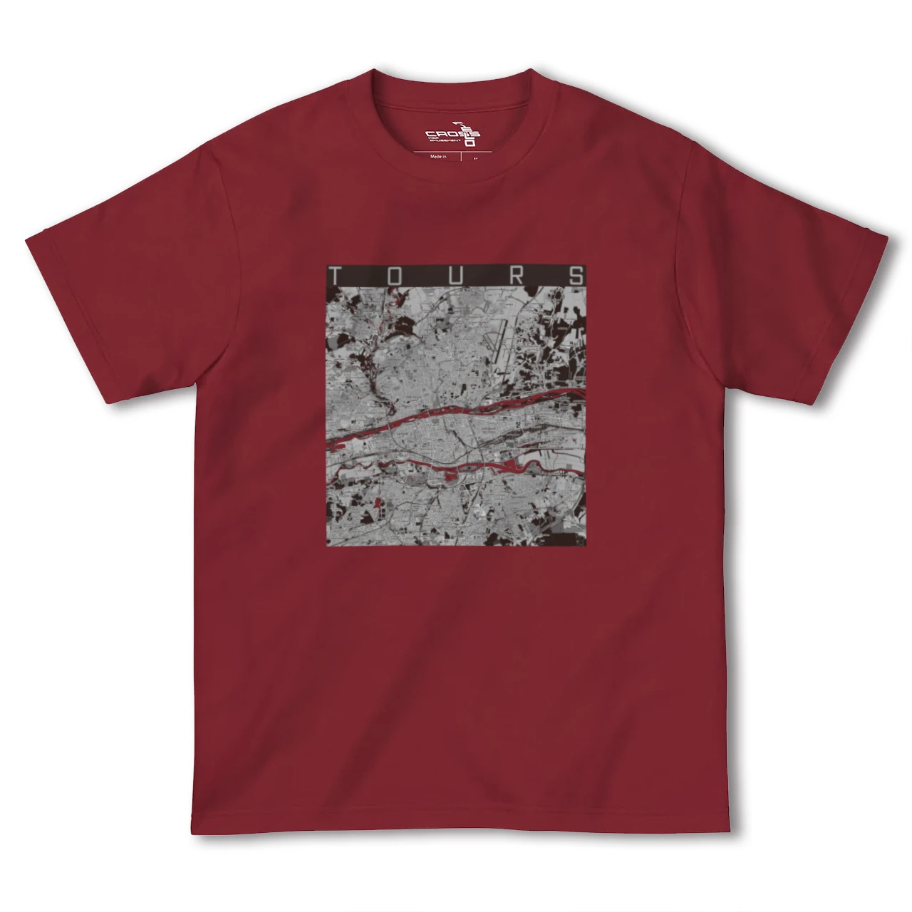 【トゥール(フランス)】地図柄ヘビーウェイトTシャツ