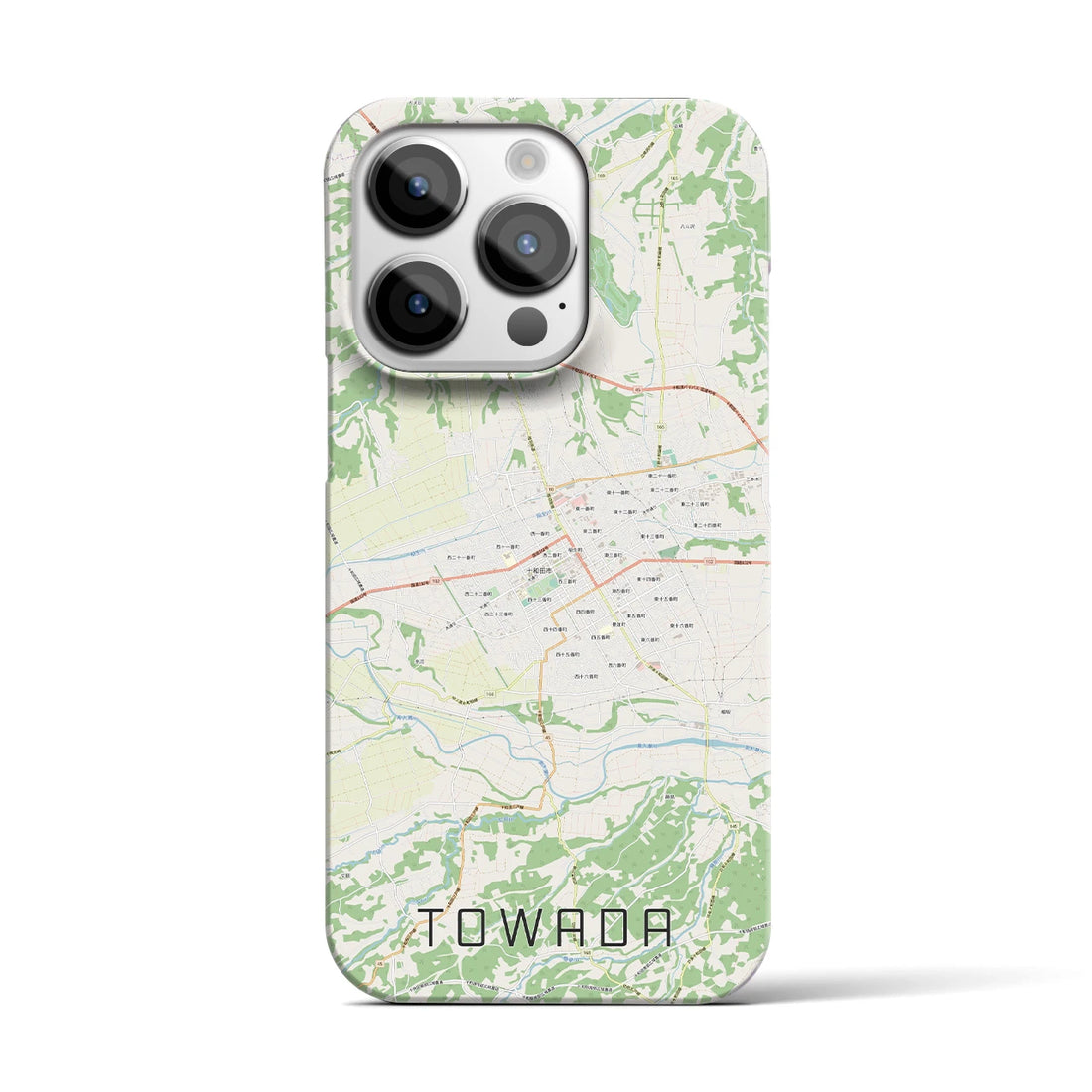 【十和田(青森県)】地図柄iPhoneケース(バックカバータイプ)ナチュラル・iPhone 14 Pro 用