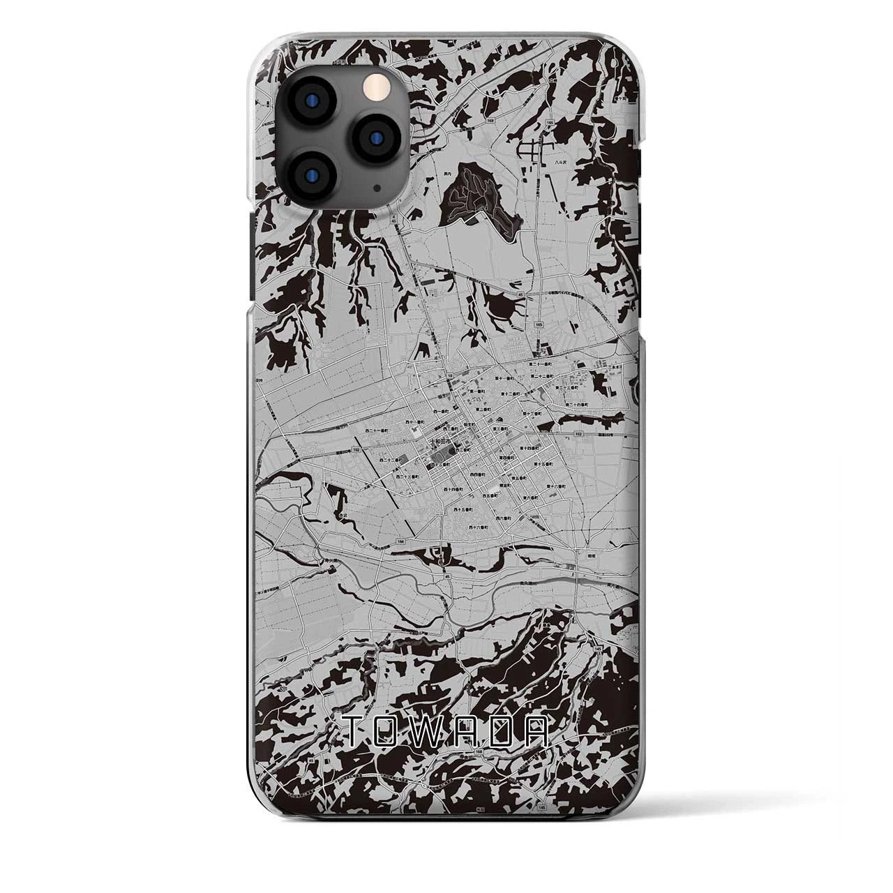 【十和田(青森県)】地図柄iPhoneケース(クリアタイプ)モノトーン・iPhone 11 Pro Max 用