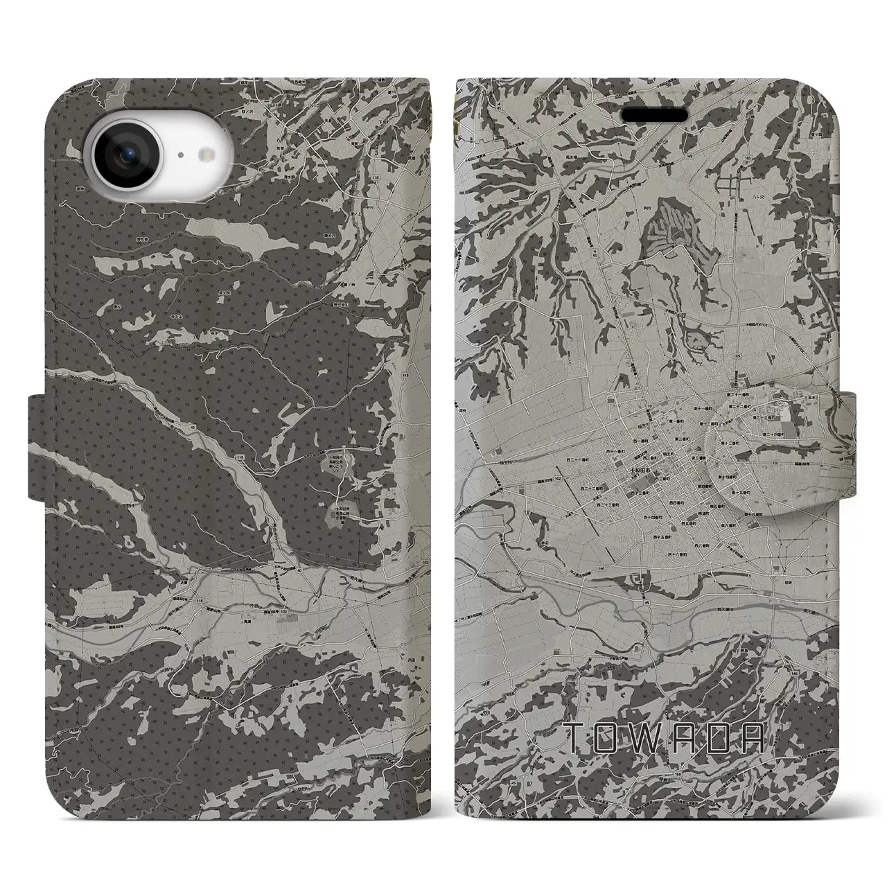 【十和田(青森県)】地図柄iPhoneケース(手帳タイプ)