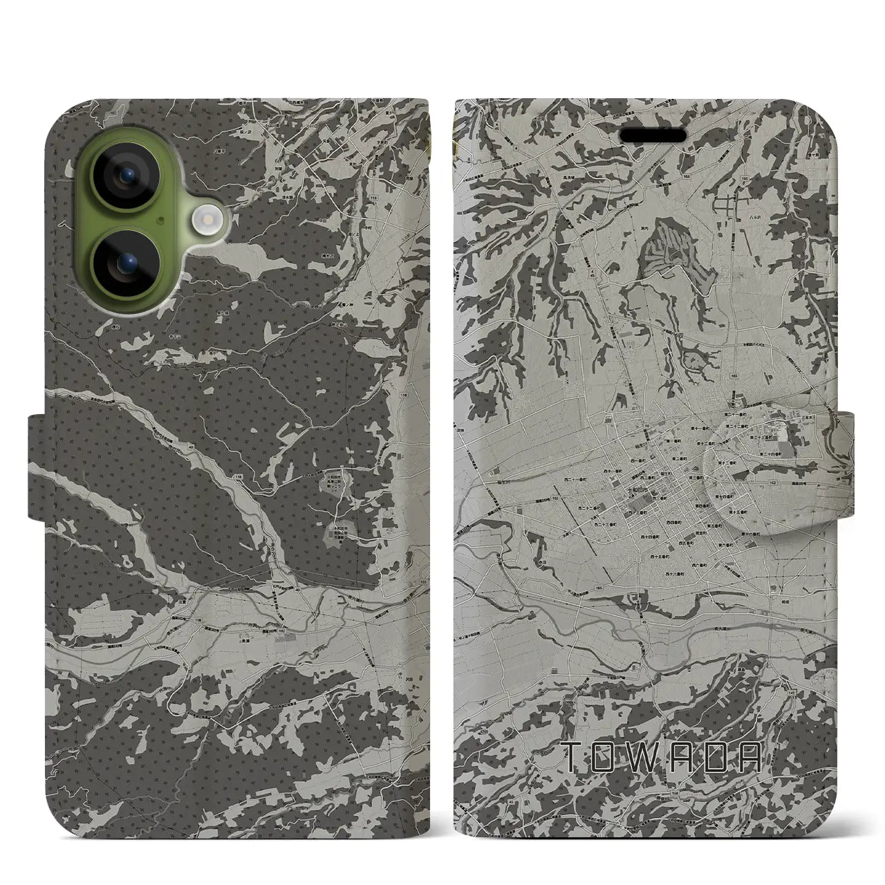 【十和田(青森県)】地図柄iPhoneケース(手帳タイプ)