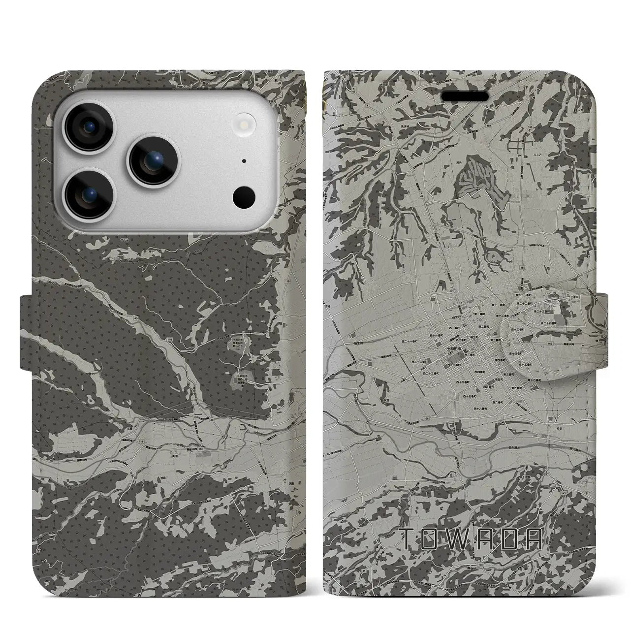 【十和田(青森県)】地図柄iPhoneケース(手帳タイプ)