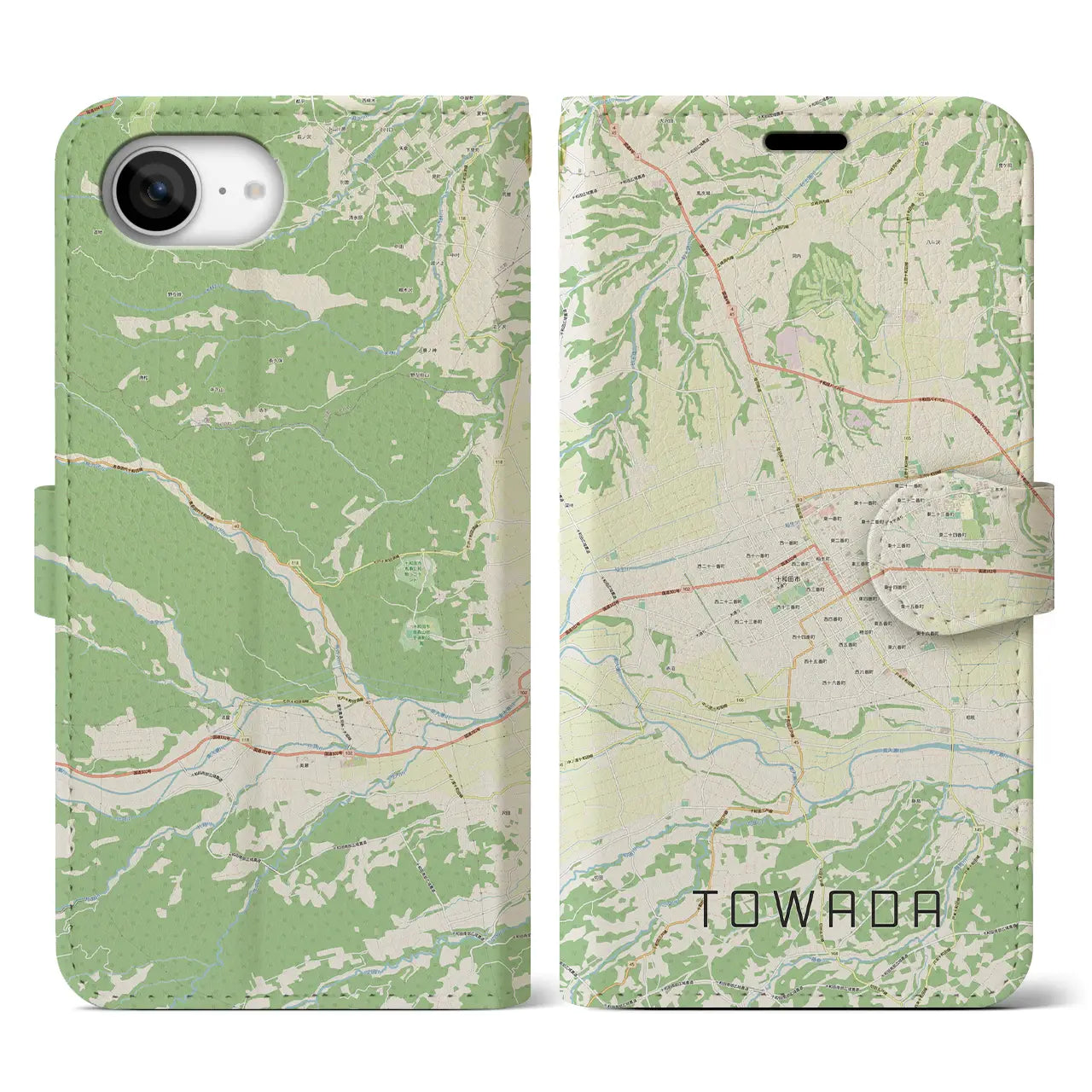 【十和田(青森県)】地図柄iPhoneケース(手帳タイプ)