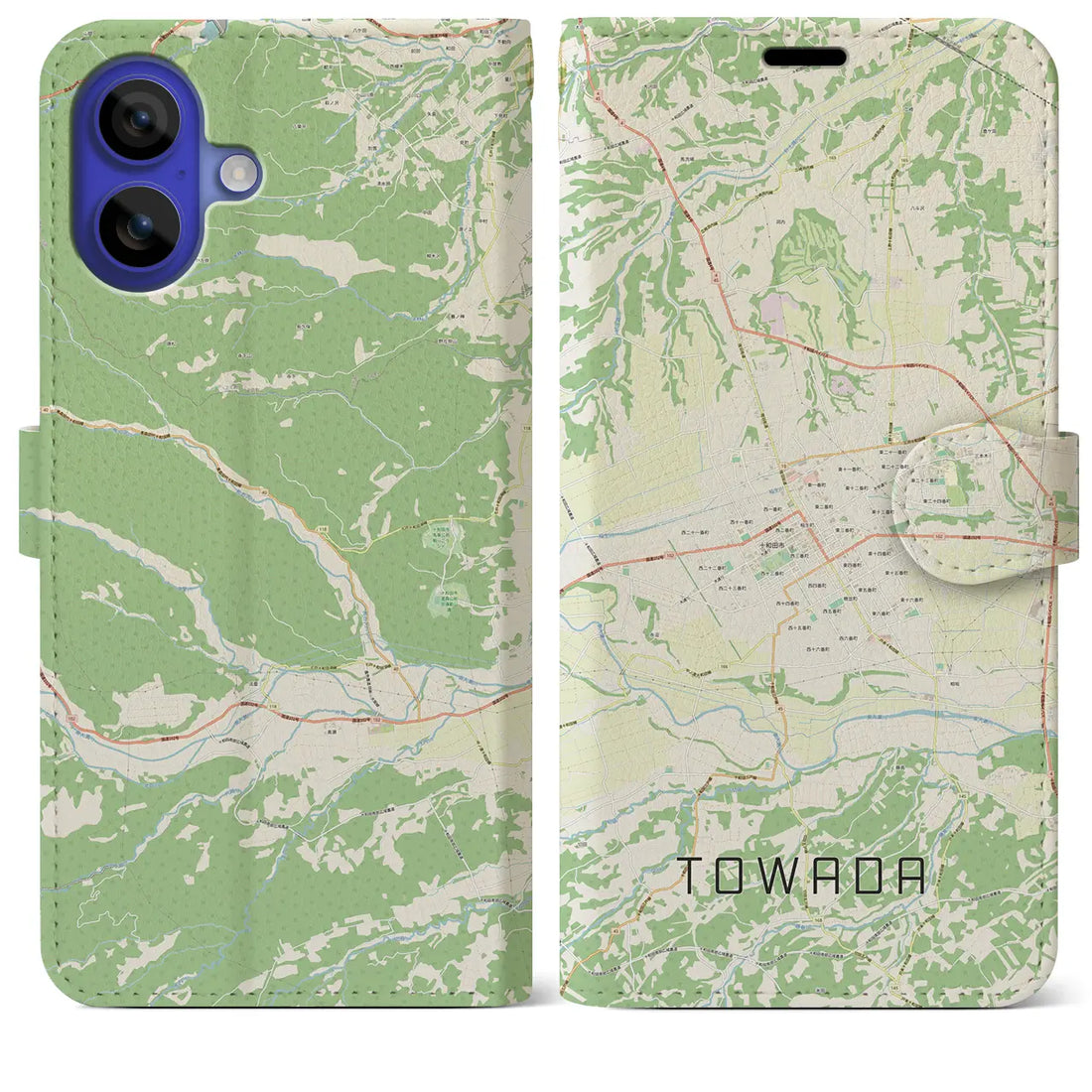 【十和田(青森県)】地図柄iPhoneケース(手帳タイプ)ナチュラル・iPhone 16 Pro Max 用