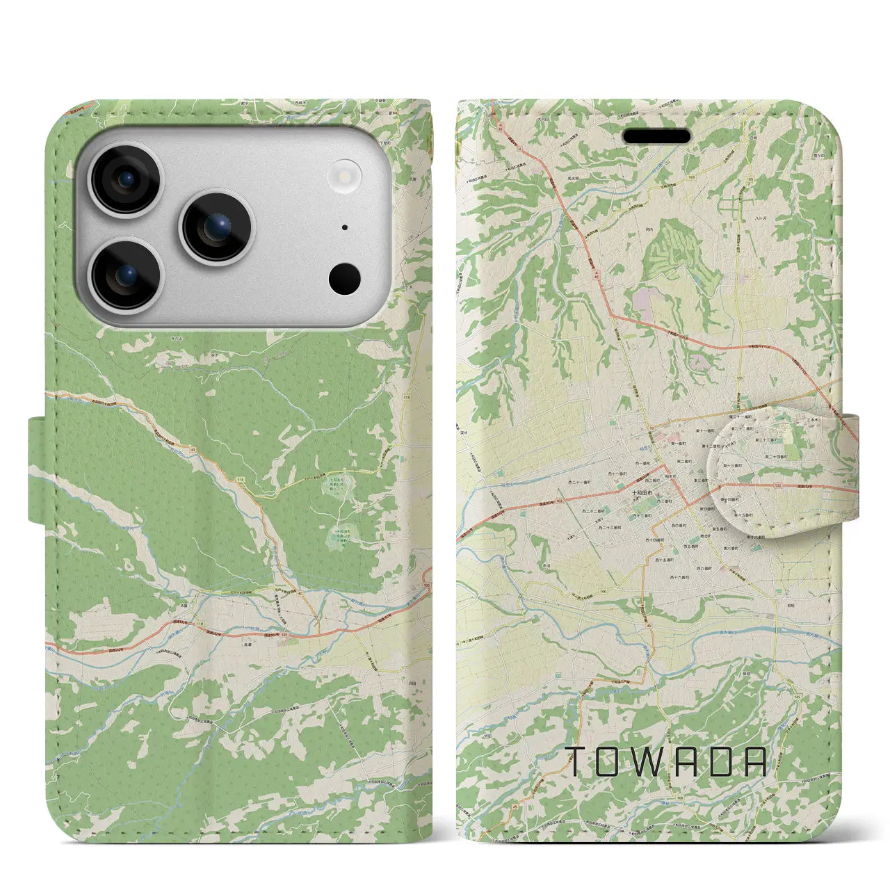 【十和田(青森県)】地図柄iPhoneケース(手帳タイプ)