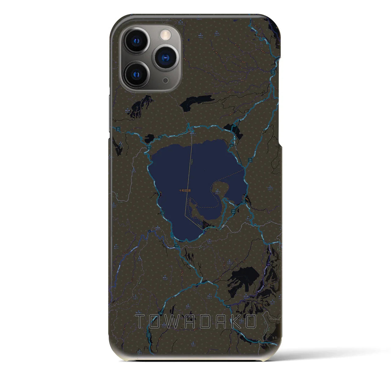 【十和田湖(青森県)】地図柄iPhoneケース(バックカバータイプ)