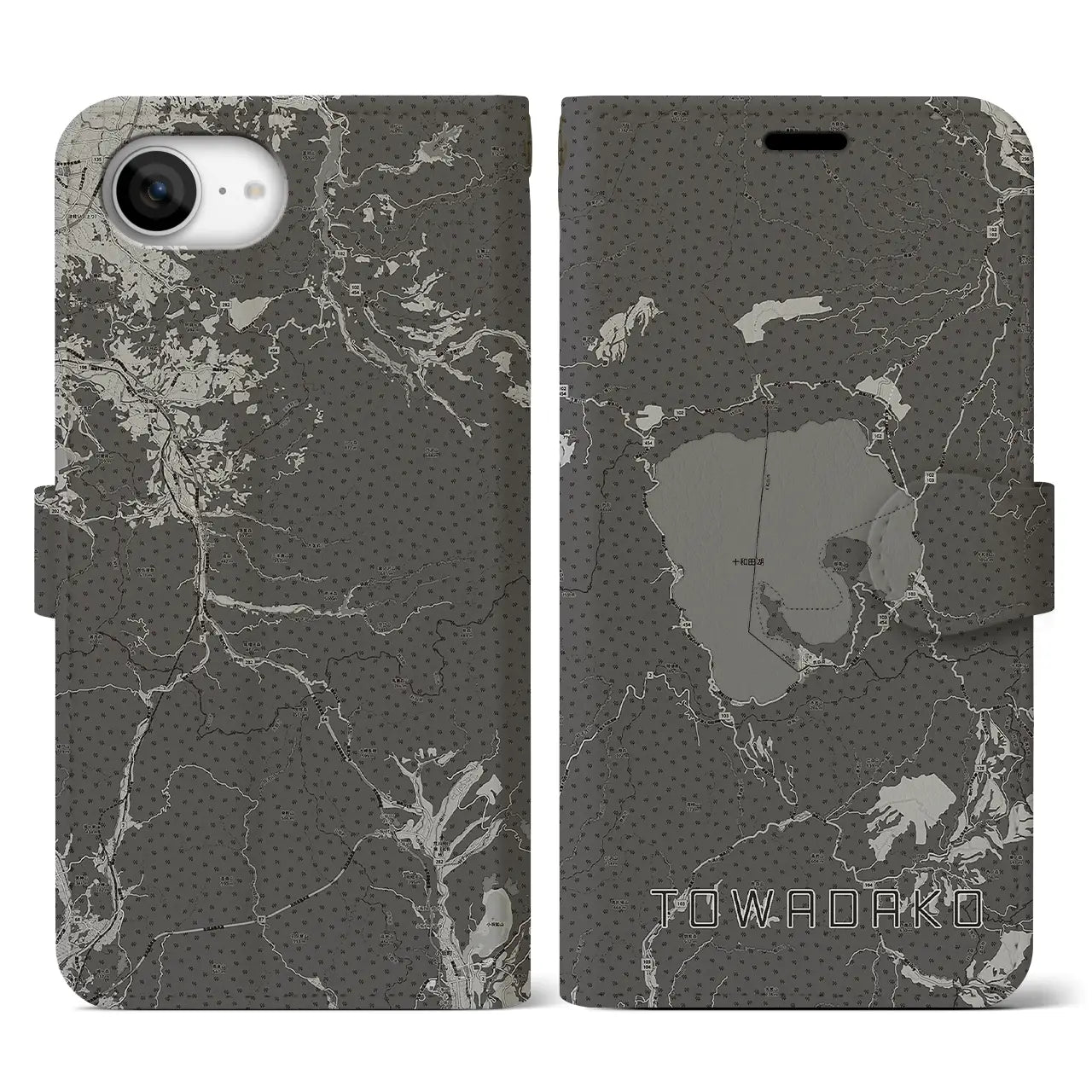 【十和田湖(青森県)】地図柄iPhoneケース(手帳タイプ)