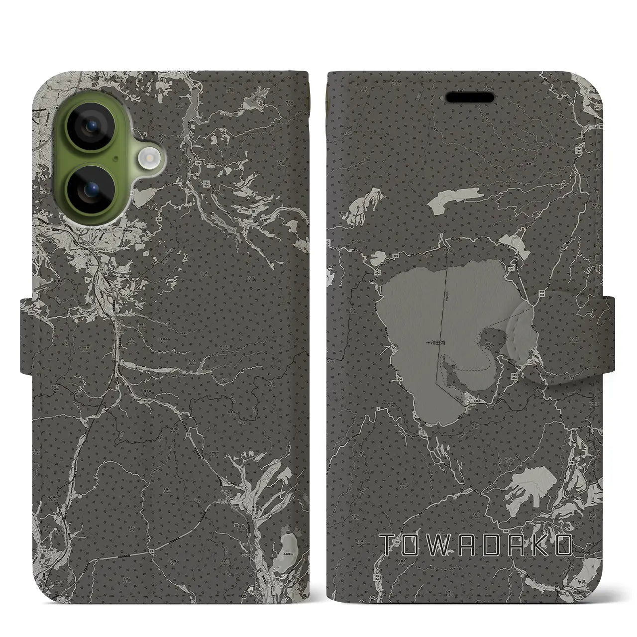 【十和田湖(青森県)】地図柄iPhoneケース(手帳タイプ)