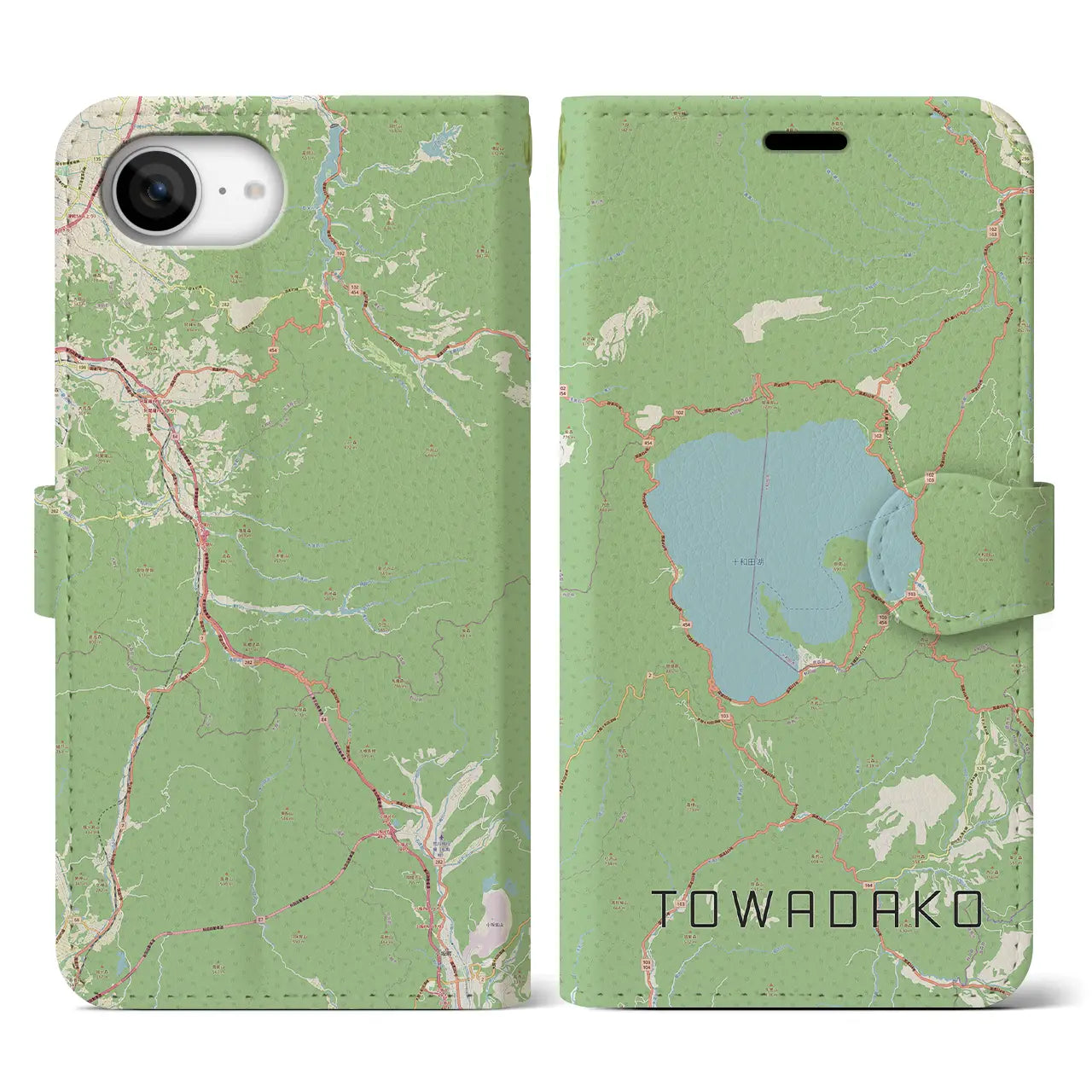 【十和田湖(青森県)】地図柄iPhoneケース(手帳タイプ)