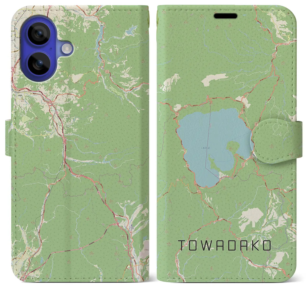 【十和田湖(青森県)】地図柄iPhoneケース(手帳タイプ)