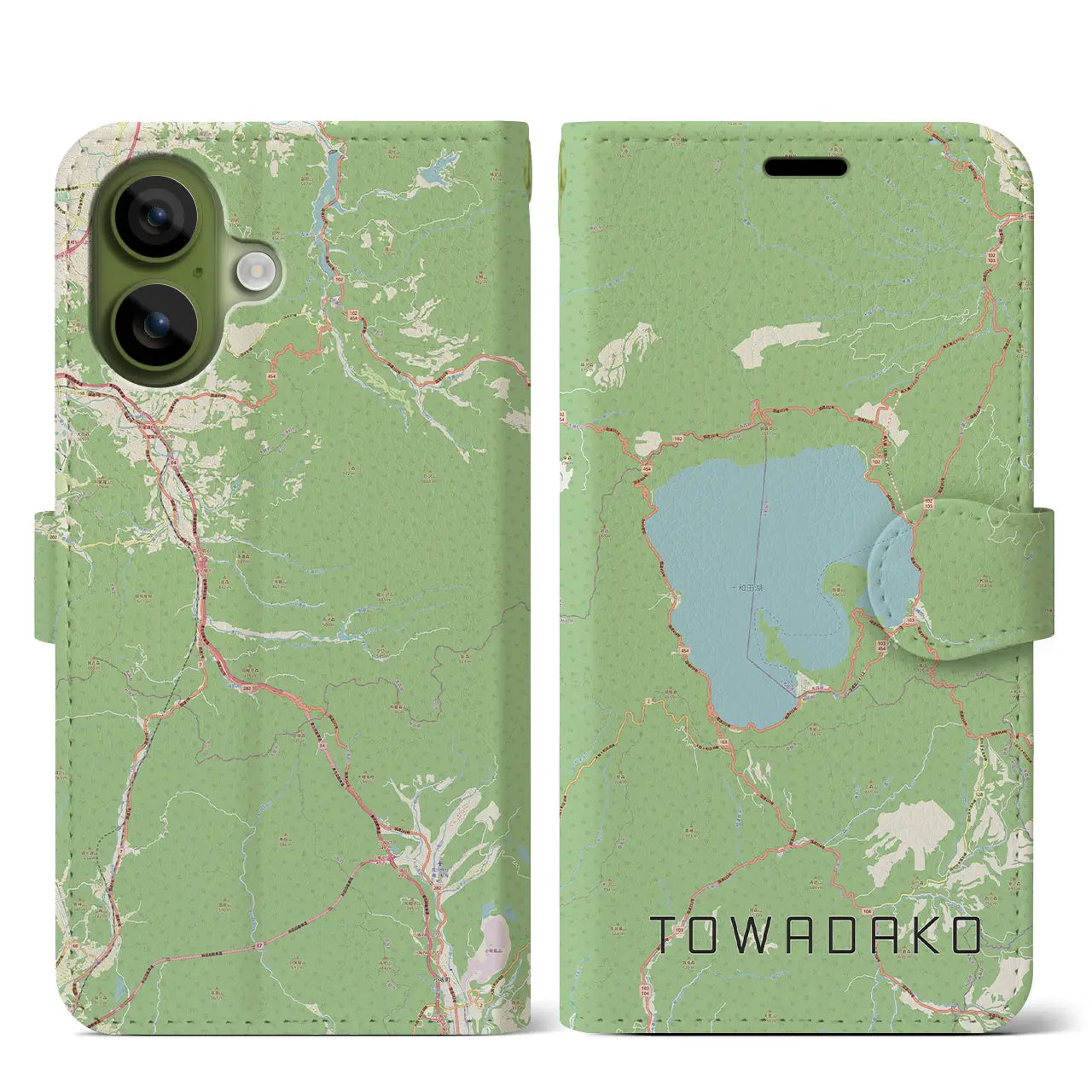 【十和田湖(青森県)】地図柄iPhoneケース(手帳タイプ)