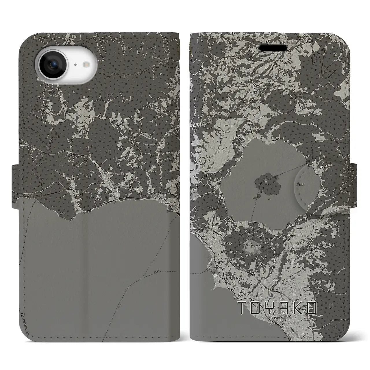 【洞爺湖(北海道)】地図柄iPhoneケース(手帳タイプ)