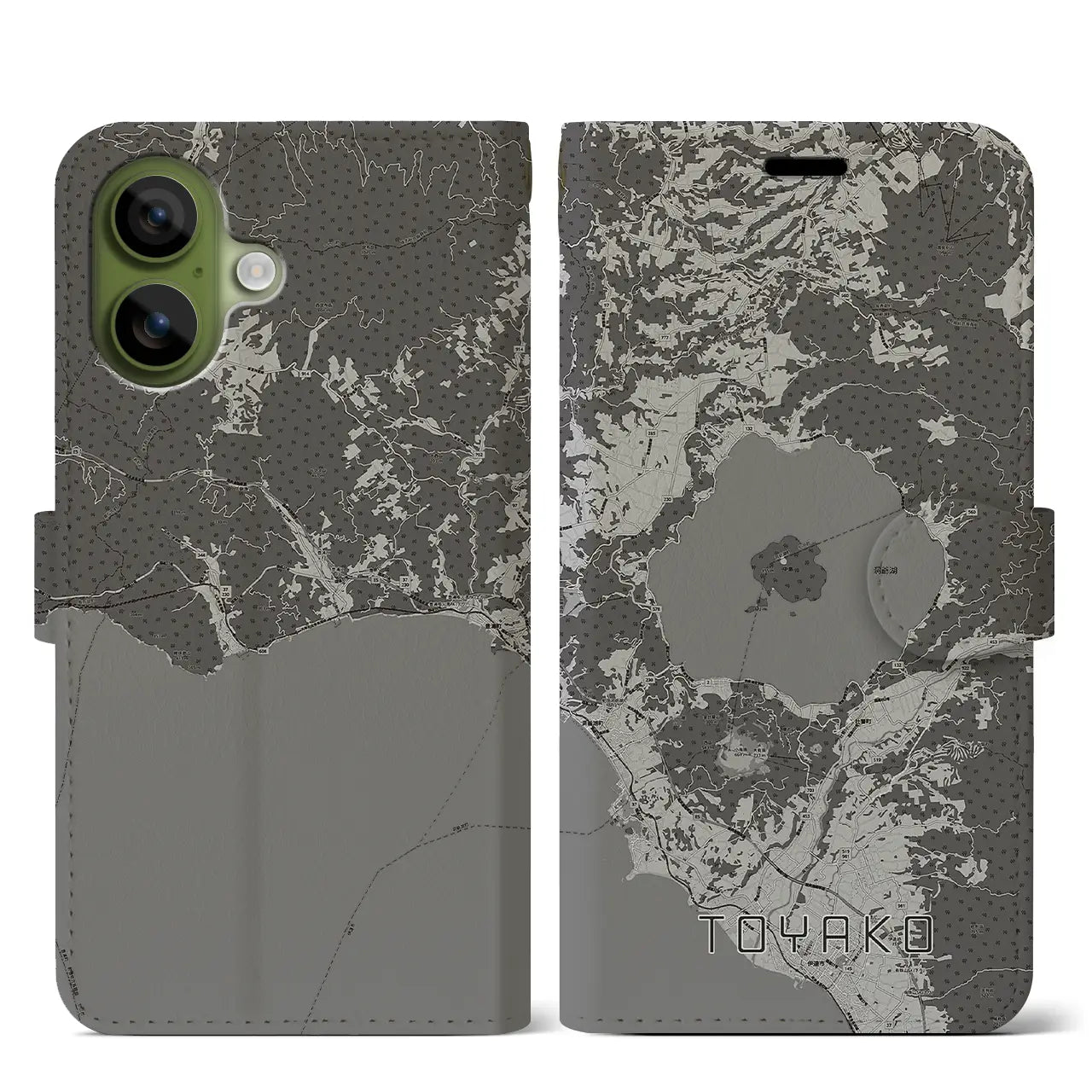 【洞爺湖(北海道)】地図柄iPhoneケース(手帳タイプ)