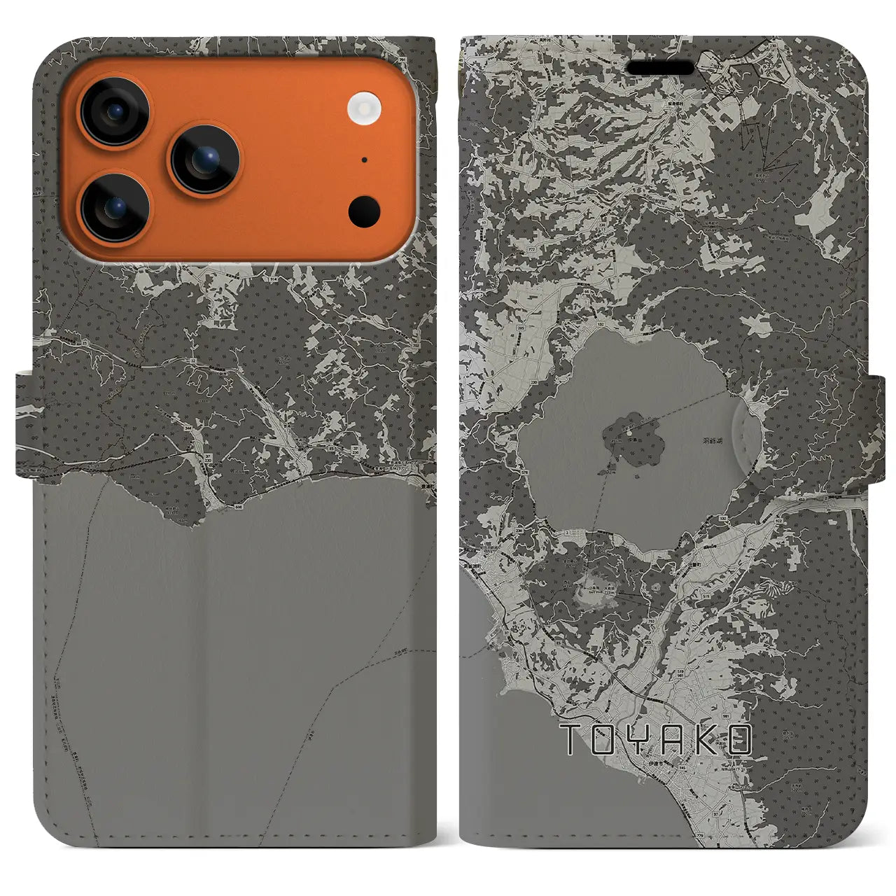 【洞爺湖(北海道)】地図柄iPhoneケース(手帳タイプ)