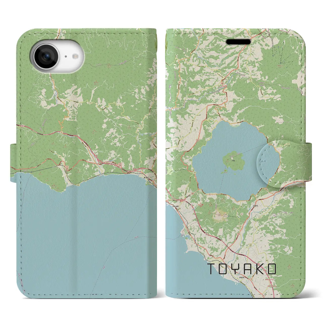 【洞爺湖(北海道)】地図柄iPhoneケース(手帳タイプ)