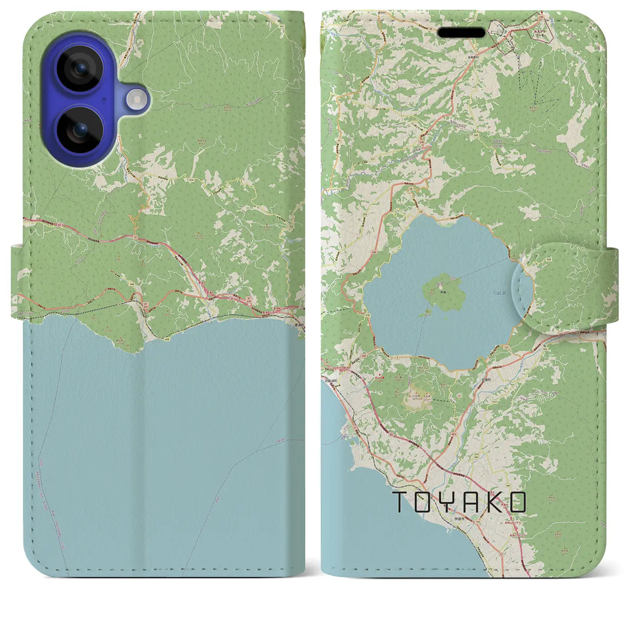 【洞爺湖(北海道)】地図柄iPhoneケース(手帳タイプ)