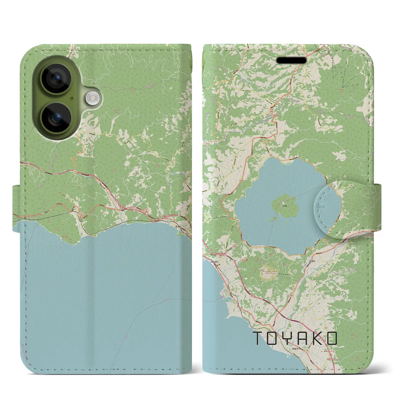 【洞爺湖(北海道)】地図柄iPhoneケース(手帳タイプ)