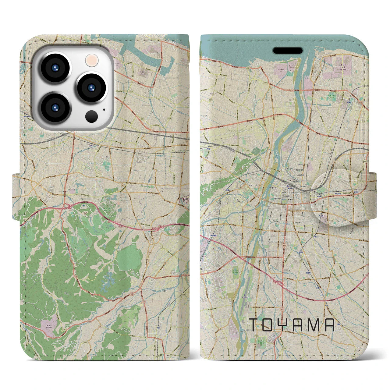 【富山(富山県)】地図柄iPhoneケース(手帳タイプ)ナチュラル・iPhone 13 Pro 用