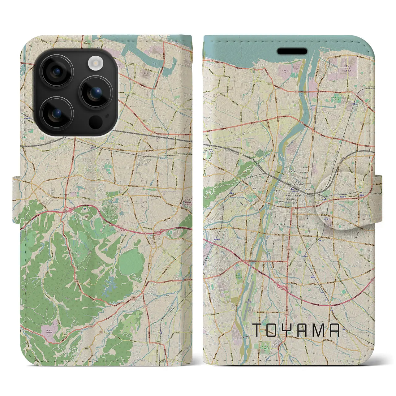 【富山(富山県)】地図柄iPhoneケース(手帳タイプ)ナチュラル・iPhone 16 用