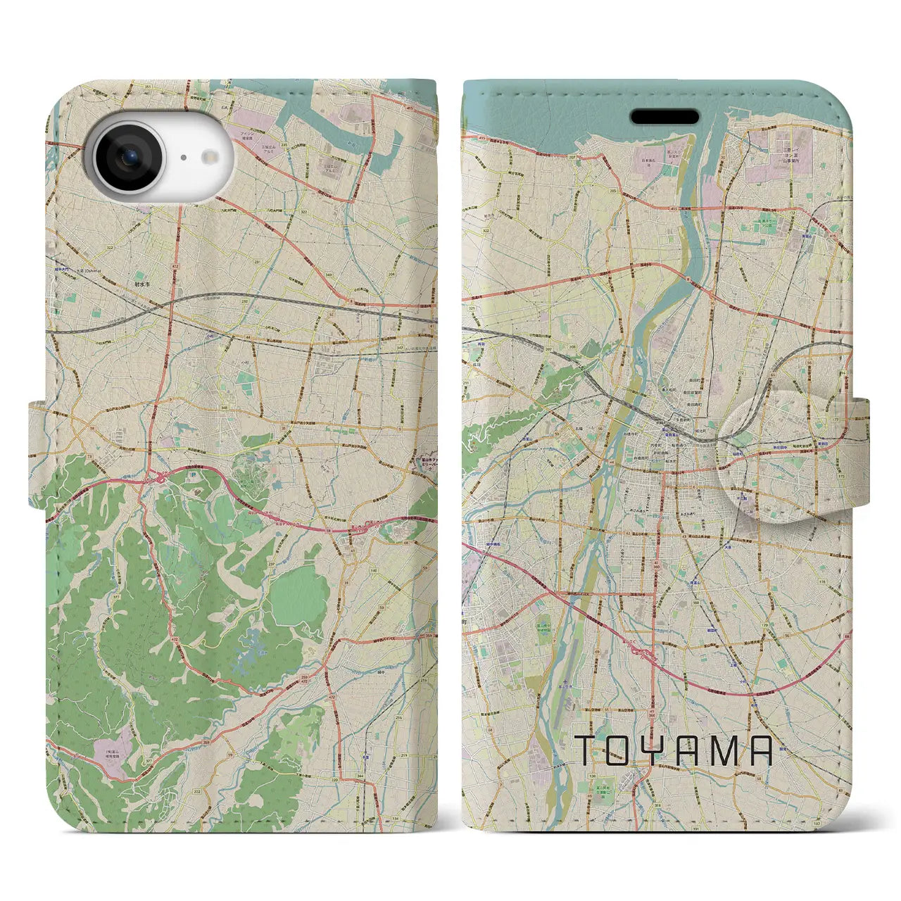 【富山(富山県)】地図柄iPhoneケース(手帳タイプ)