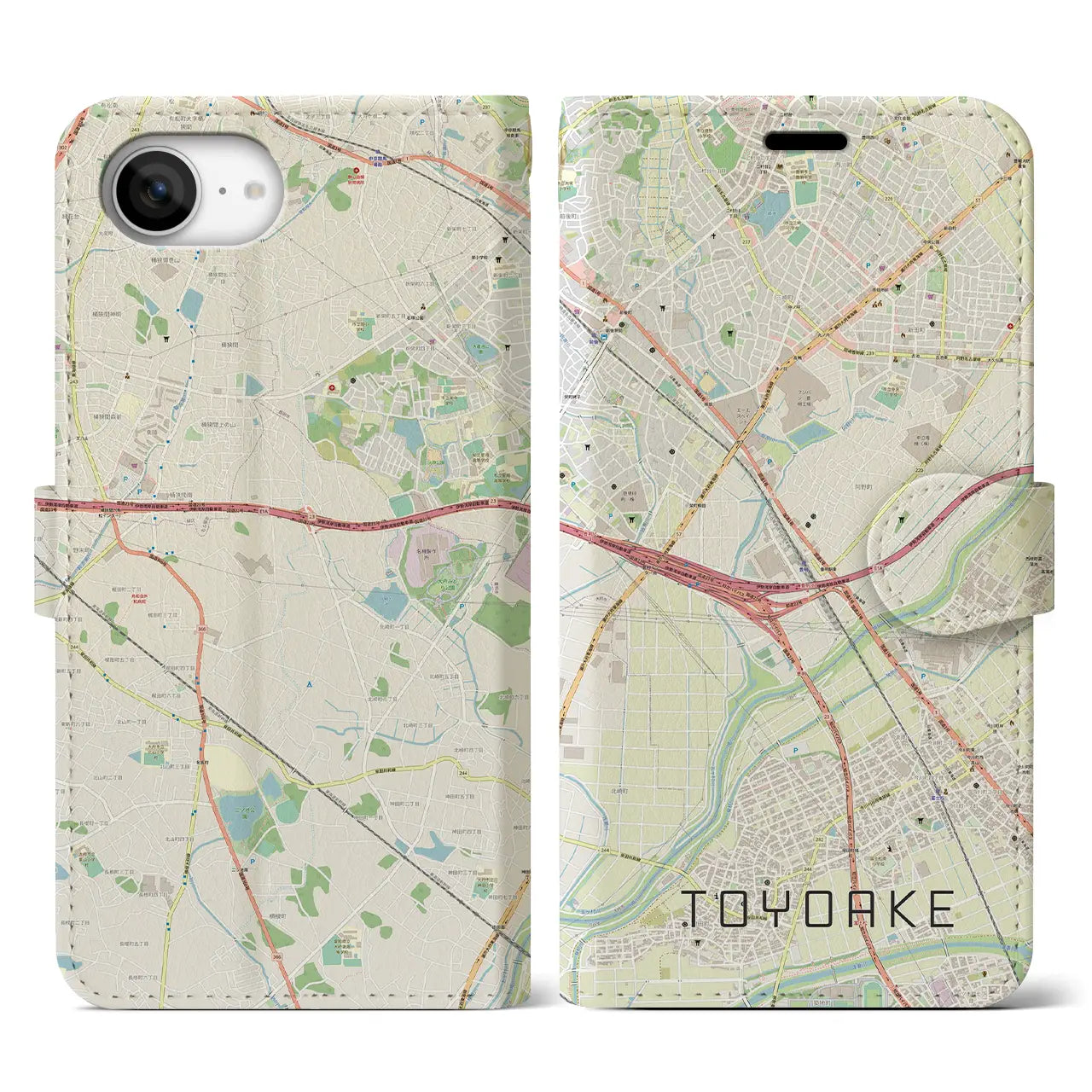 【豊明(愛知県)】地図柄iPhoneケース(手帳タイプ)