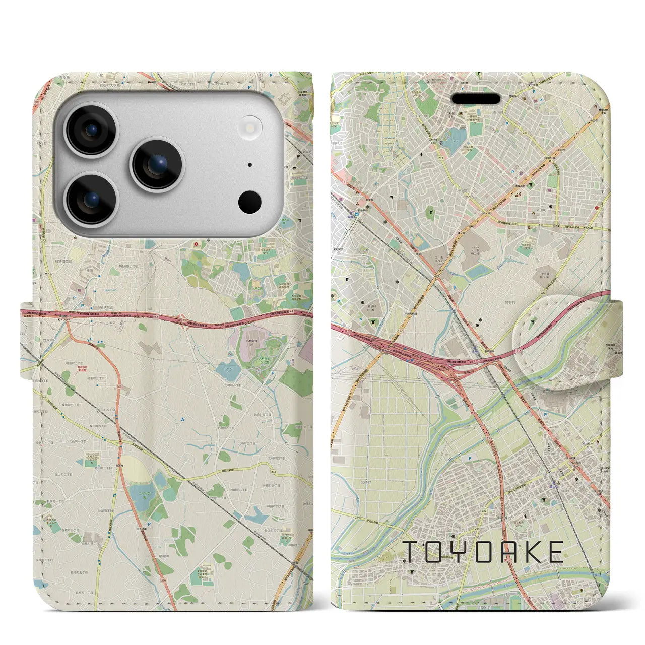 【豊明(愛知県)】地図柄iPhoneケース(手帳タイプ)